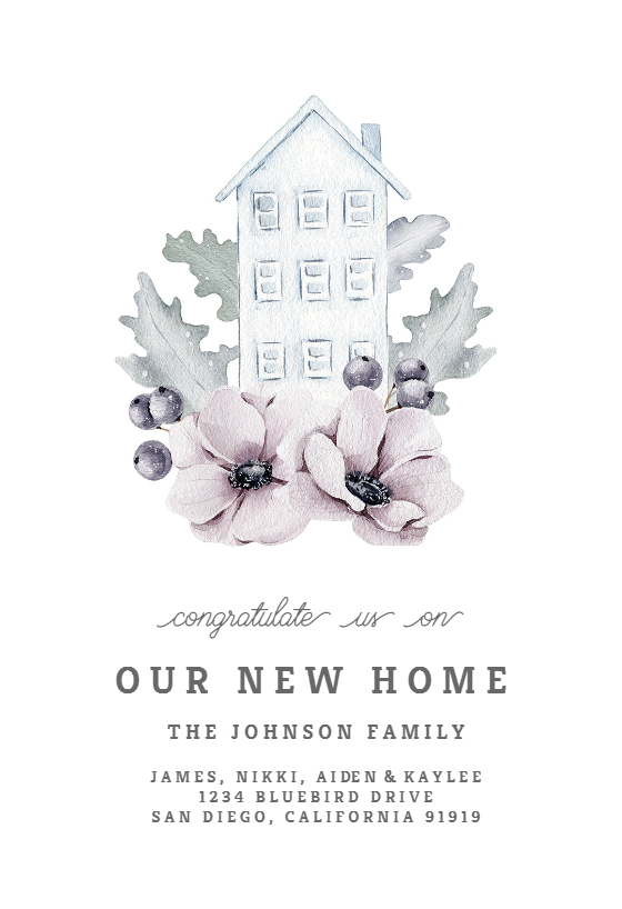 Butterflies & Flowers Housewarming Invitation Template (Free